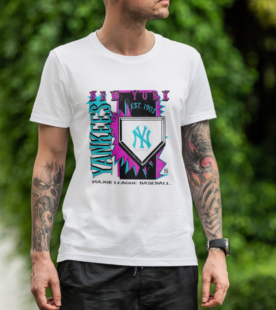 New York Yankees MLB Cooperstown Neon Field Est 1903 Major League Baseball T-Shirt