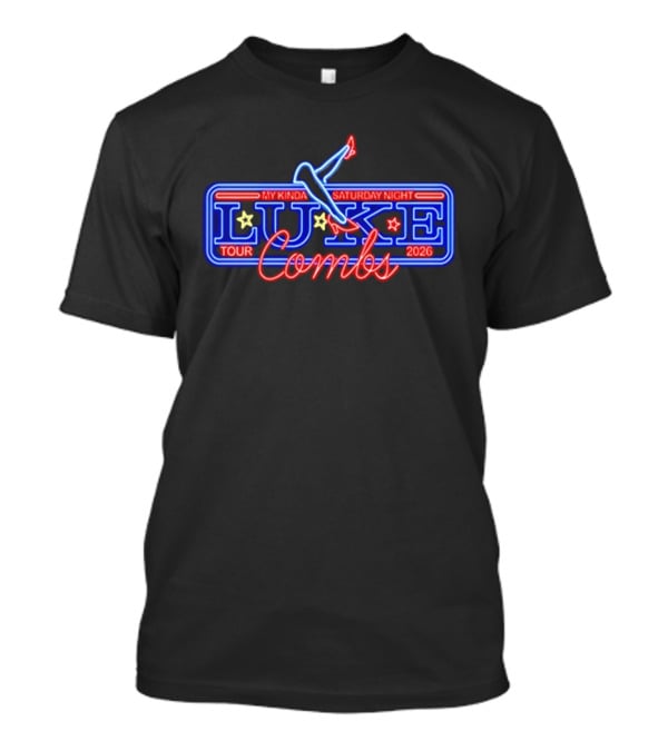 Luke Combs My Kinda Saturday Night Tour 2026 Neon Retro Star T-Shirt