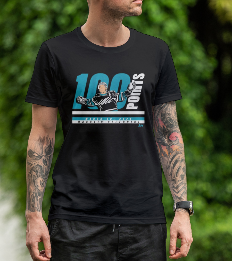 Macklin Celebrini 100 Points March 30 2026 T-Shirt