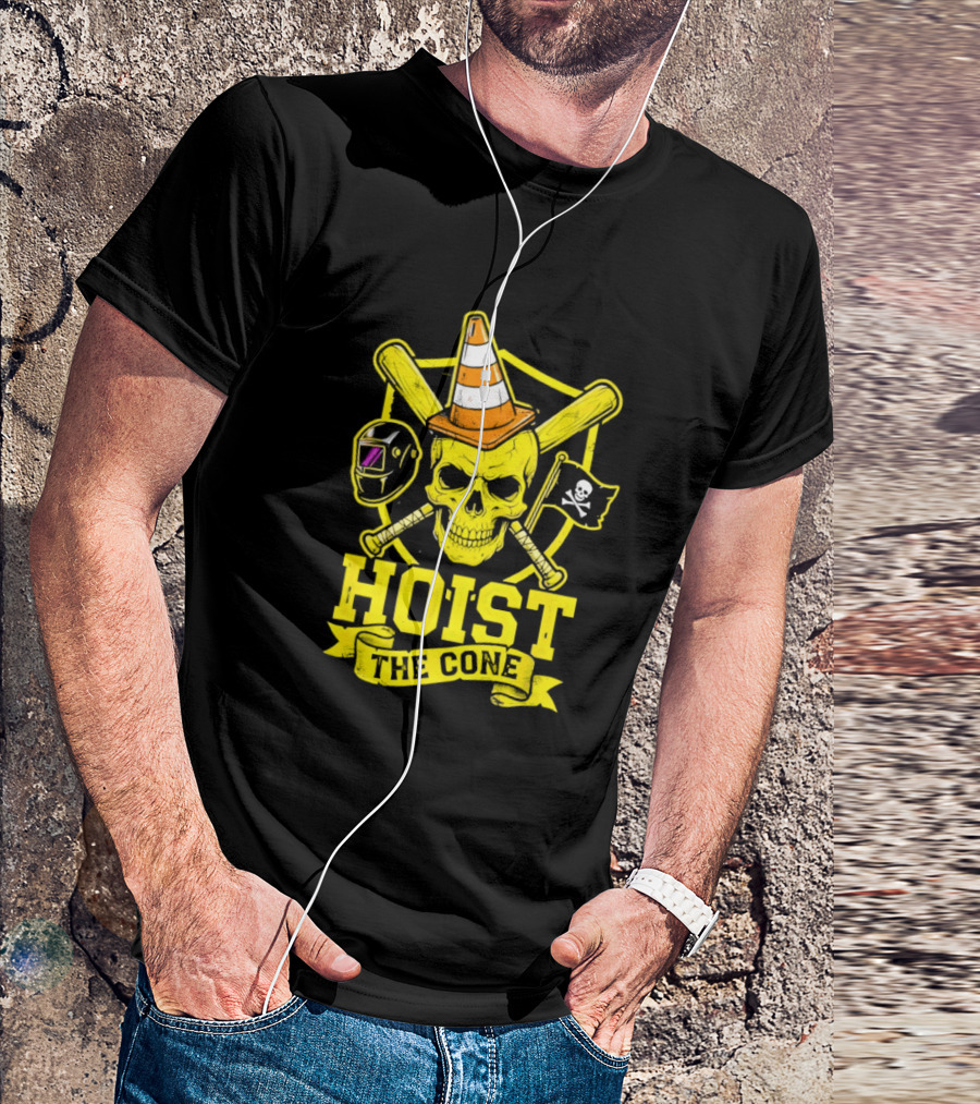 Hoist The Cone Pirate Skull Traffic Cone Baseball Crossbones T-Shirt
