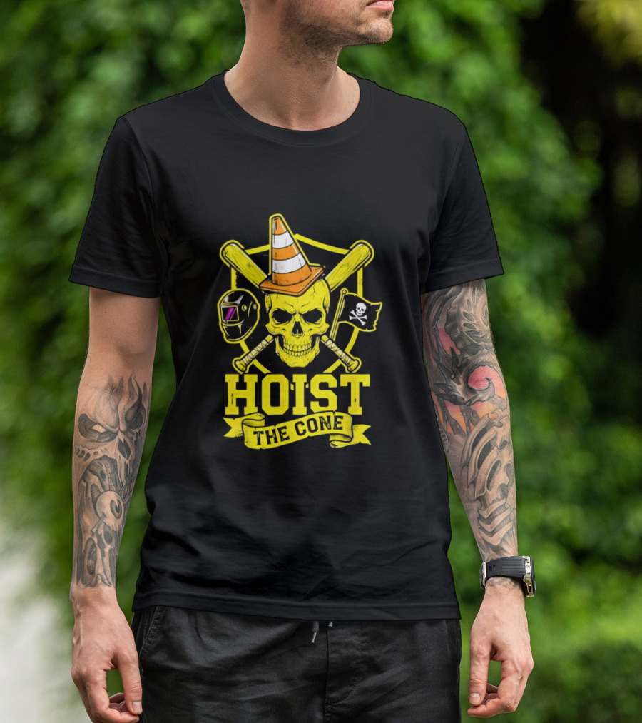 Hoist The Cone Pirate Skull Traffic Cone Baseball Crossbones T-Shirt