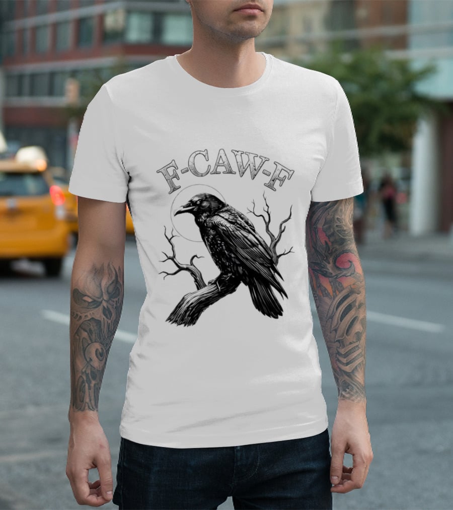 F Caw F Black Bird Moon Gothic Crow Humor T-Shirt