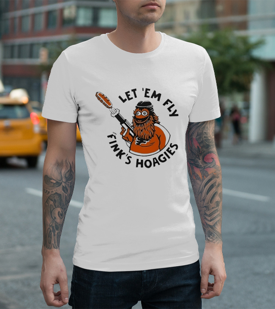 Gritty Flyers Let 'Em Fly Fink's Hoagies Philadelphia Hockey T-Shirt