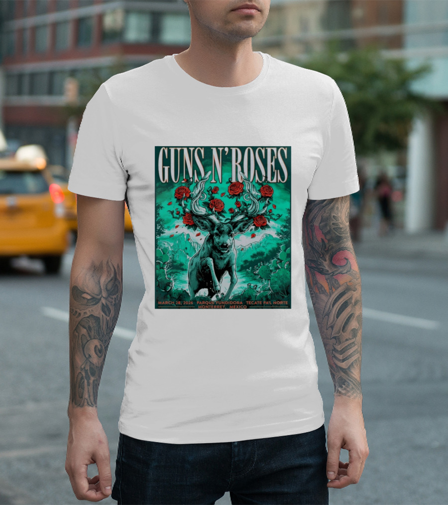 Guns N' Roses Monterrey March 28 2026 Tecate Pa'l Norte Parque Fundidora T-Shirt