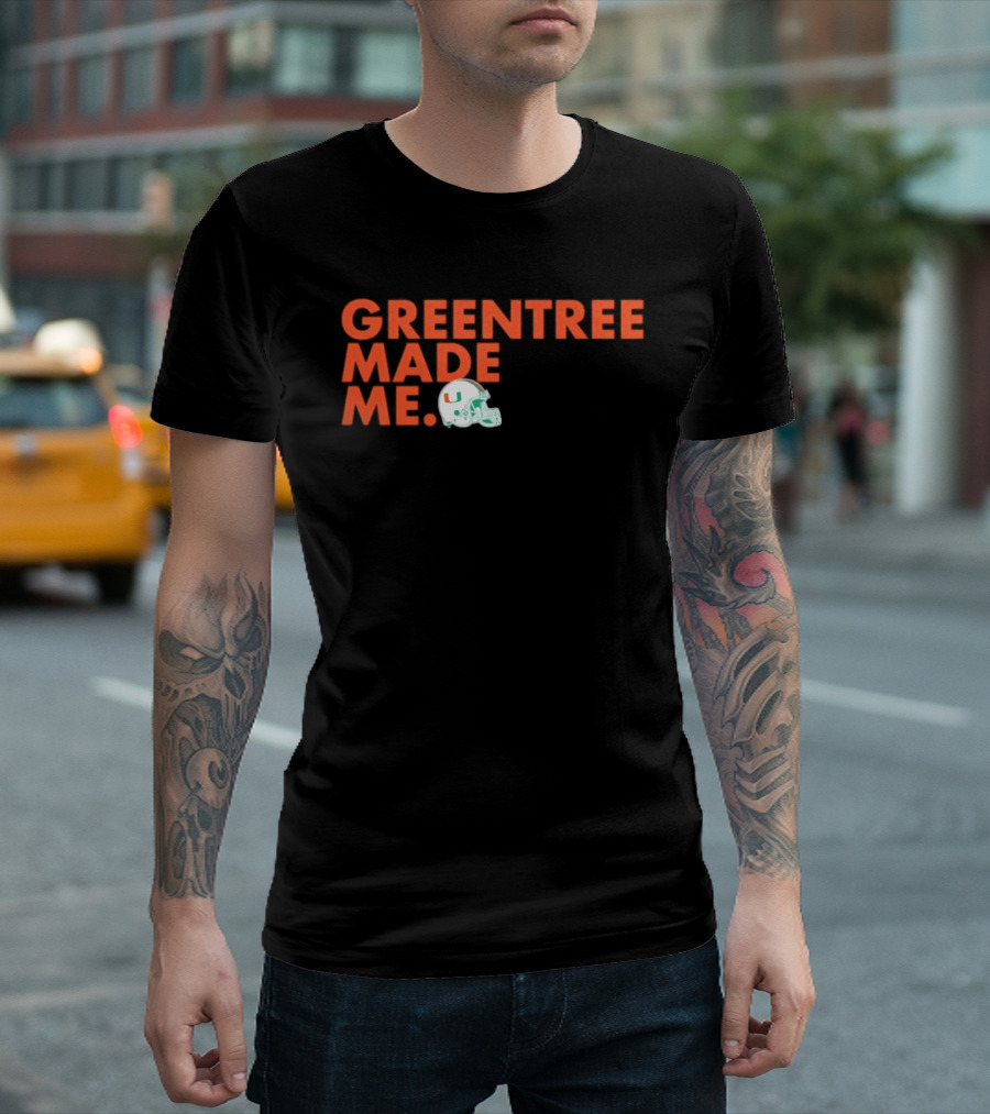 Miami Hurricanes Greentree Made Me Football Helmet T-Shirt