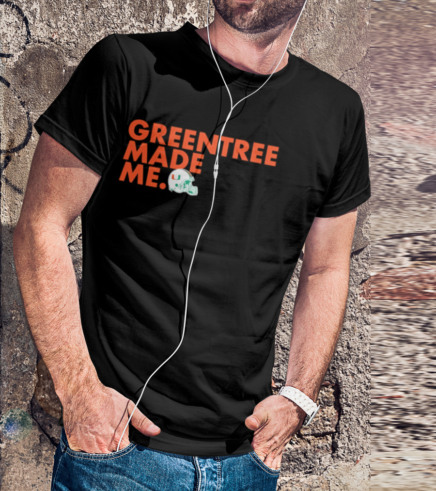 Miami Hurricanes Greentree Made Me Football Helmet T-Shirt