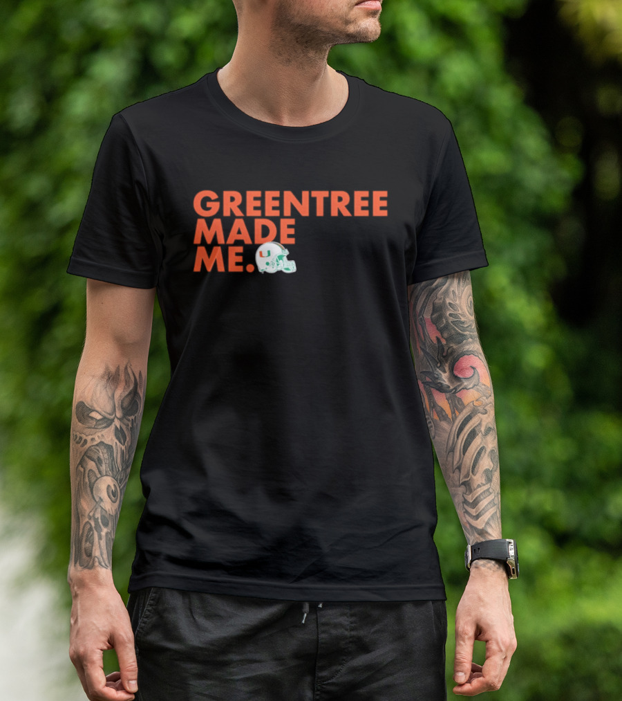 Miami Hurricanes Greentree Made Me Football Helmet T-Shirt