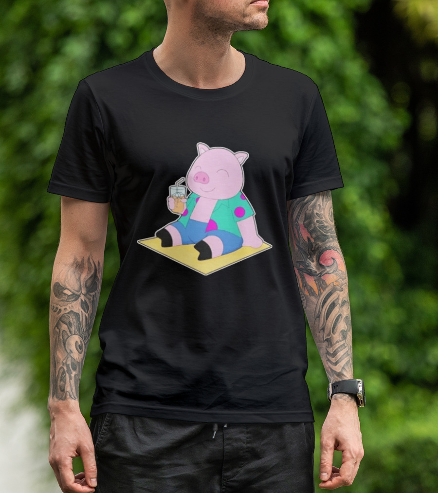 Pig Beach Beverage Summer Relaxation Fun T-Shirt