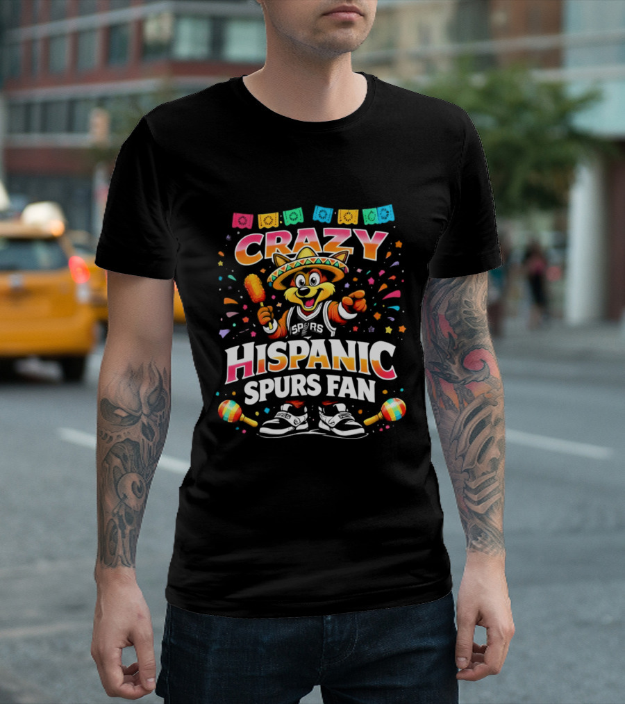 Crazy Hispanic Spurs Fan Fiesta Coyote 2026 Basketball Game Day Mexico Celebration T-Shirt