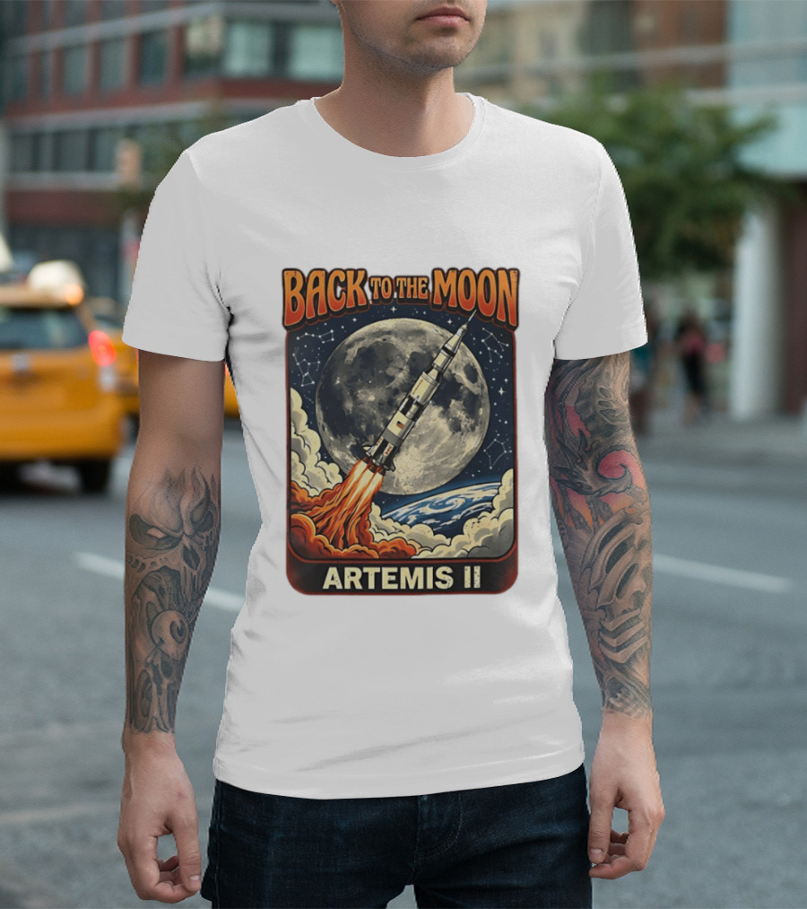 Back To The Moon Artemis II Rocket Launch Space Adventure T-Shirt