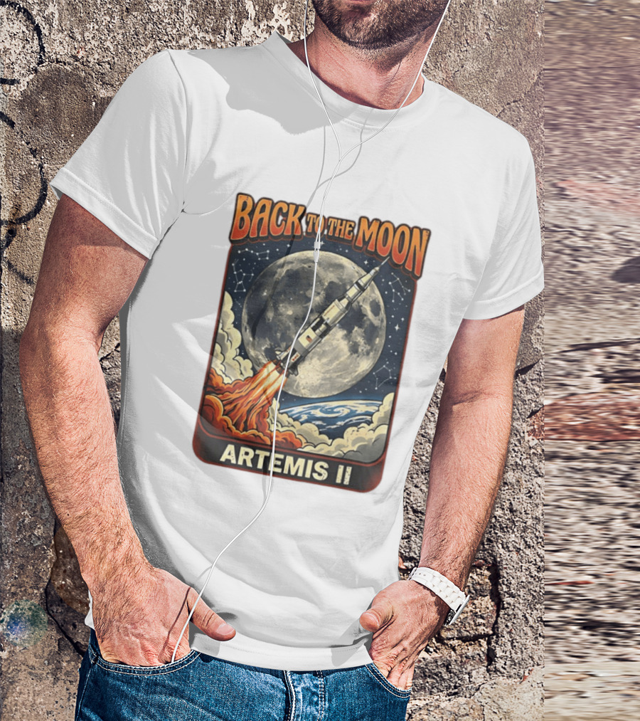 Back To The Moon Artemis II Rocket Launch Space Adventure T-Shirt