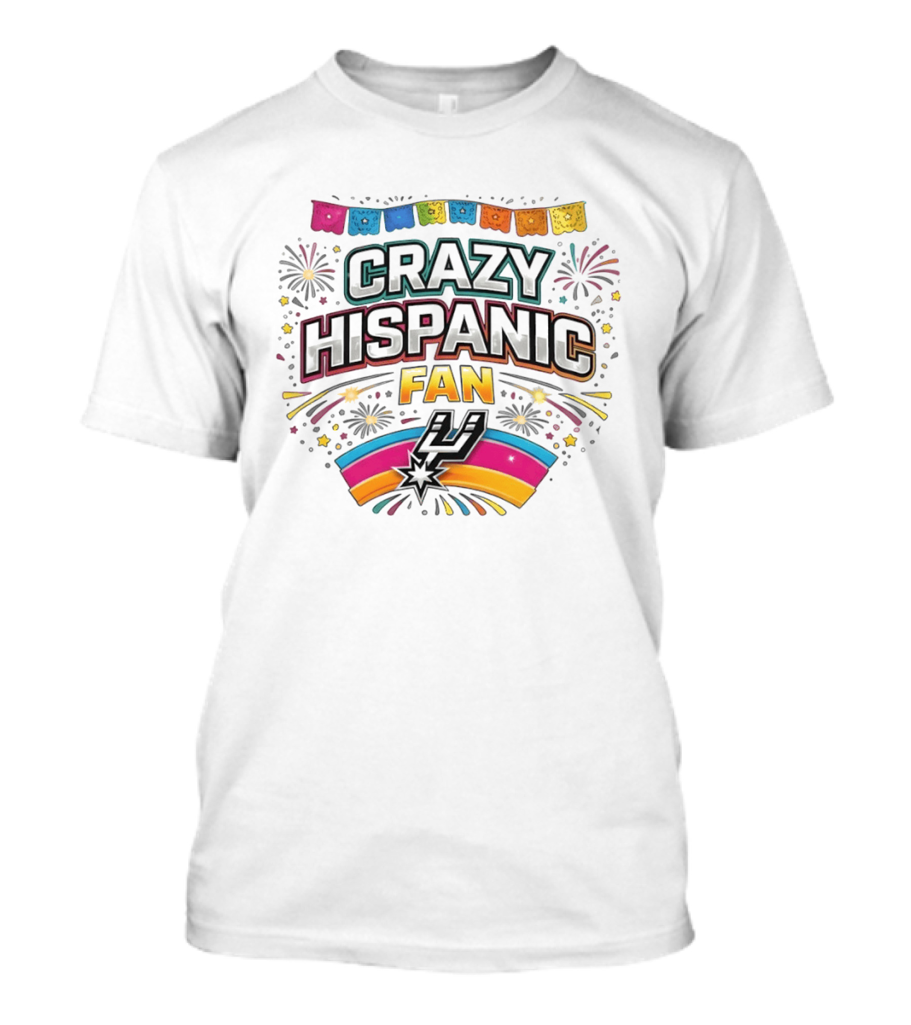 Crazy Hispanic Fan Spurs Basketball Celebration 2026 Fiesta Vibes T-Shirt