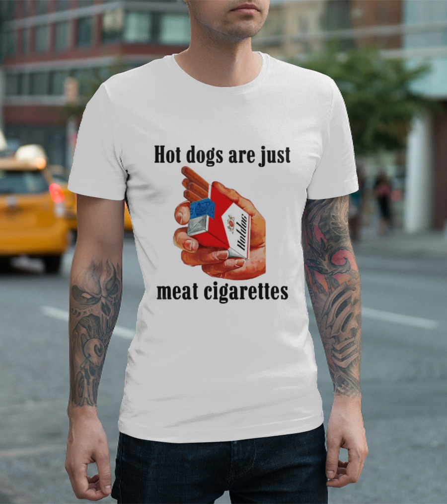 Hot Dogs Are Just Meat Cigarettes Parody Pack T-Shirt