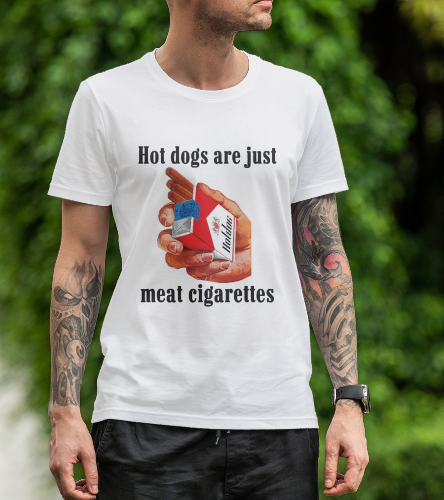 Hot Dogs Are Just Meat Cigarettes Parody Pack T-Shirt