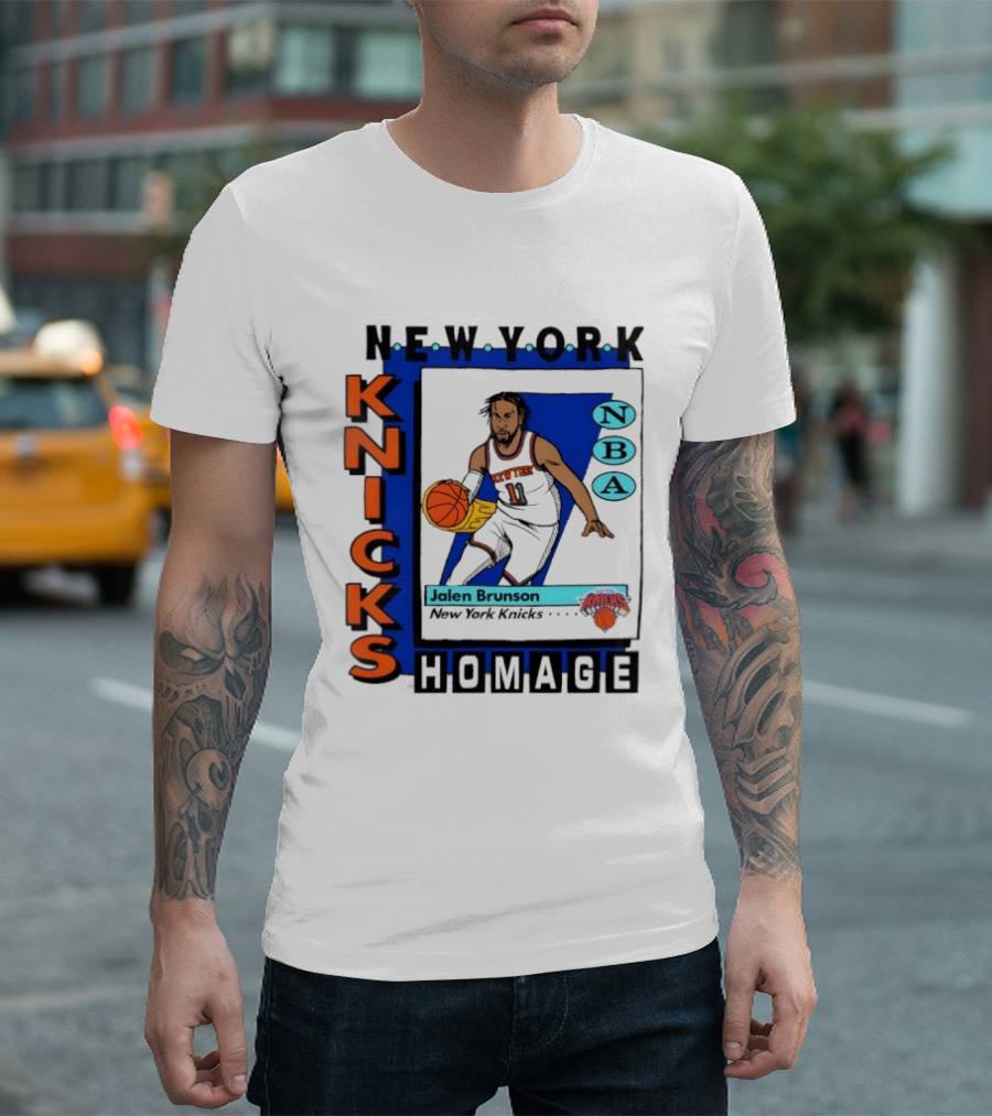 Jalen Brunson New York Knicks NBA Homage Topps Trading Card T-Shirt