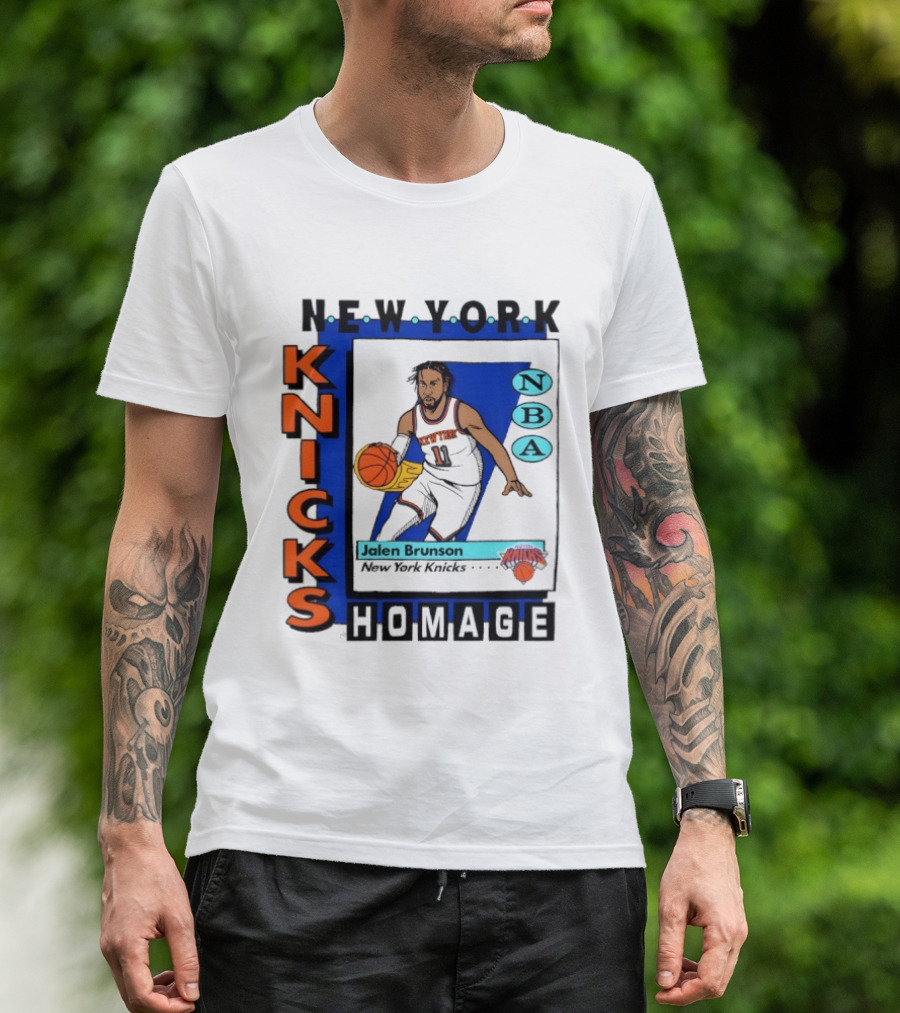 Jalen Brunson New York Knicks NBA Homage Topps Trading Card T-Shirt