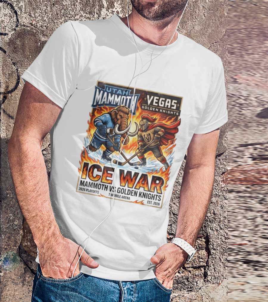 Utah Mammoth Vegas Golden Knights Ice War 2026 Playoffs Mobile Arena T-Shirt