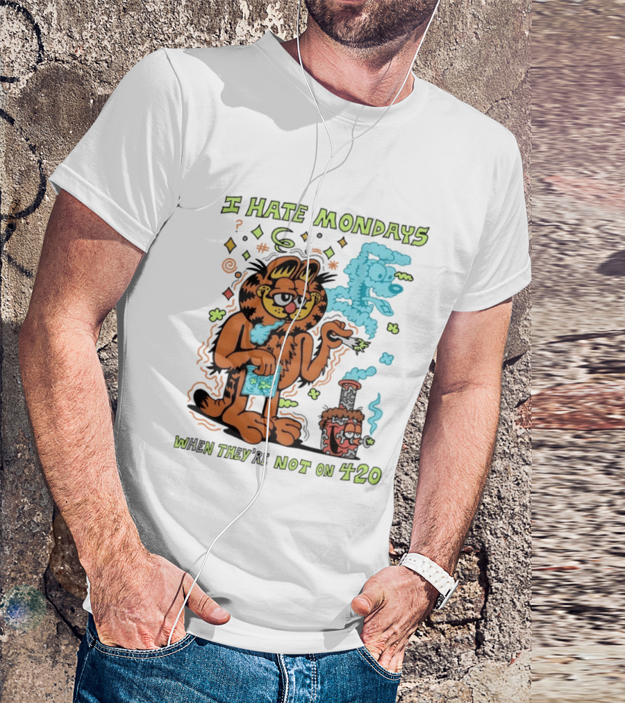 I Hate Mondays Orange Cat When They're Not On 420 Smoking Cartoon T-Shirt