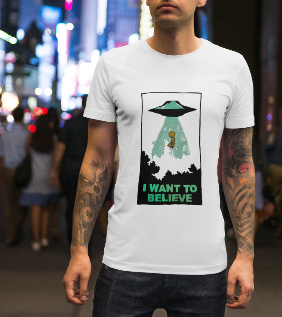 The X Files UFO I Want To Believe NBA Championship Trophy T-Shirt