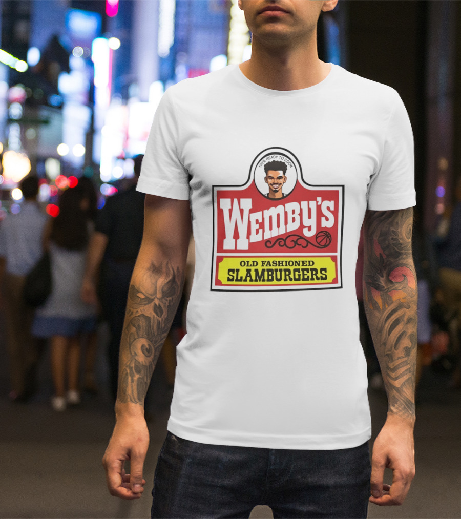 Wemby's Old Fashioned Slamburgers Spurs Basketball Cook T-Shirt
