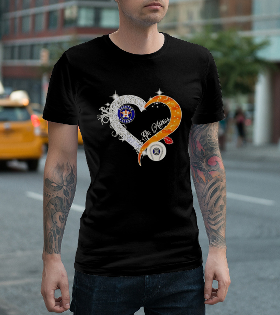 Houston Astros Heart Diamonds Baseball Love Astros T-Shirt