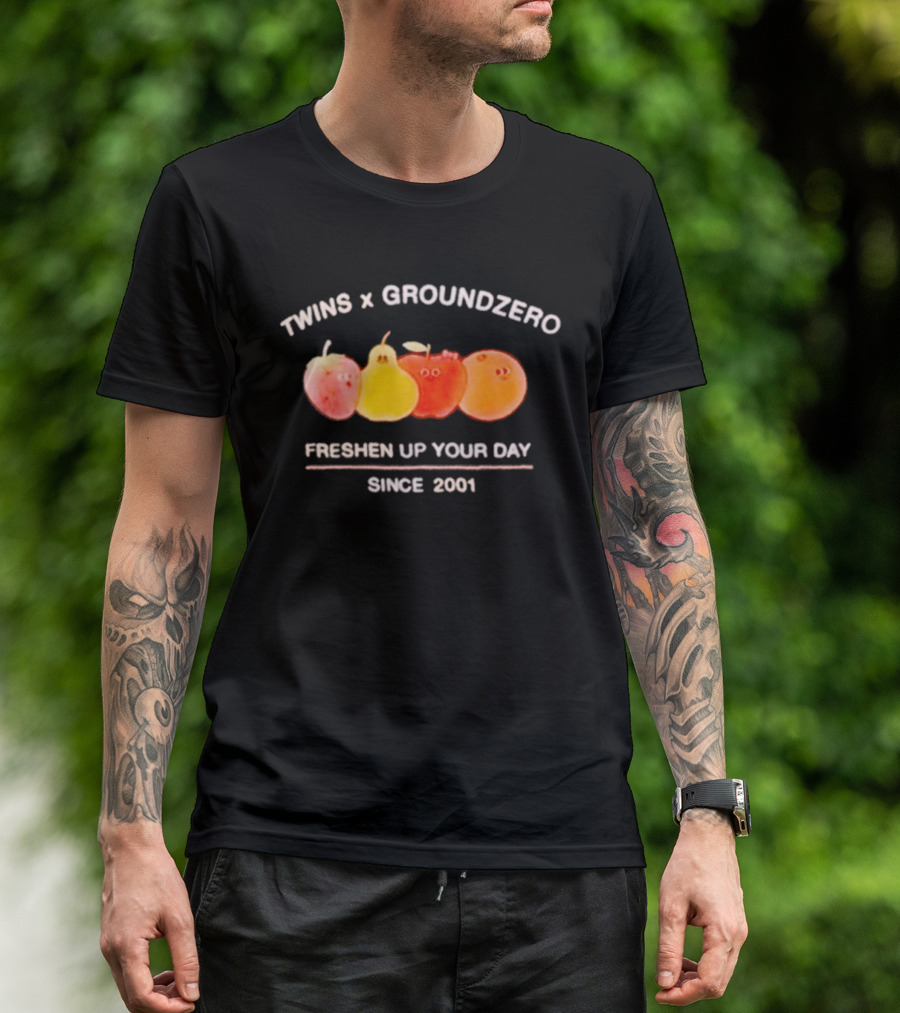 Twins X Groundzero Freshen Up Your Day Fruit Design Since 2001 T-Shirt