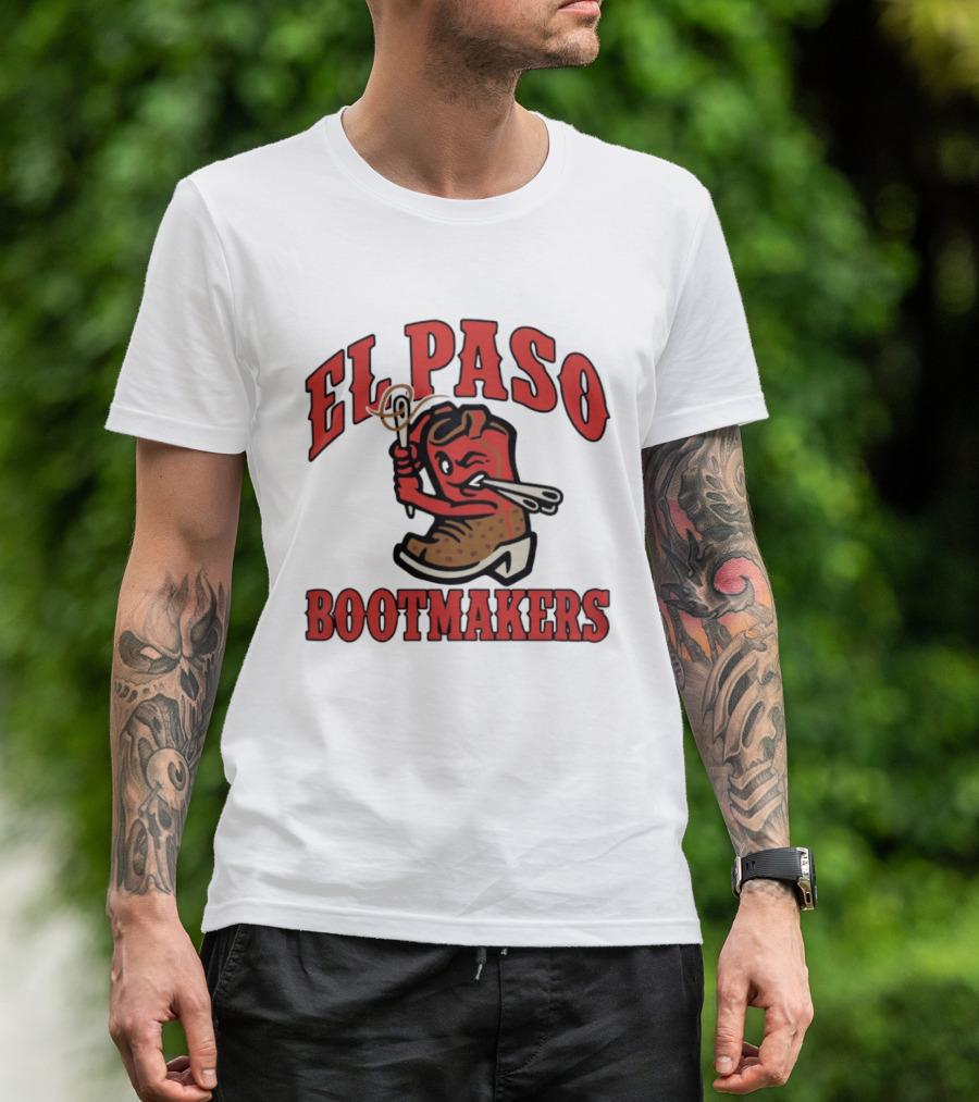 El Paso Bootmakers Winking Cowboy Boot Holding Lasso And Scissors T-Shirt