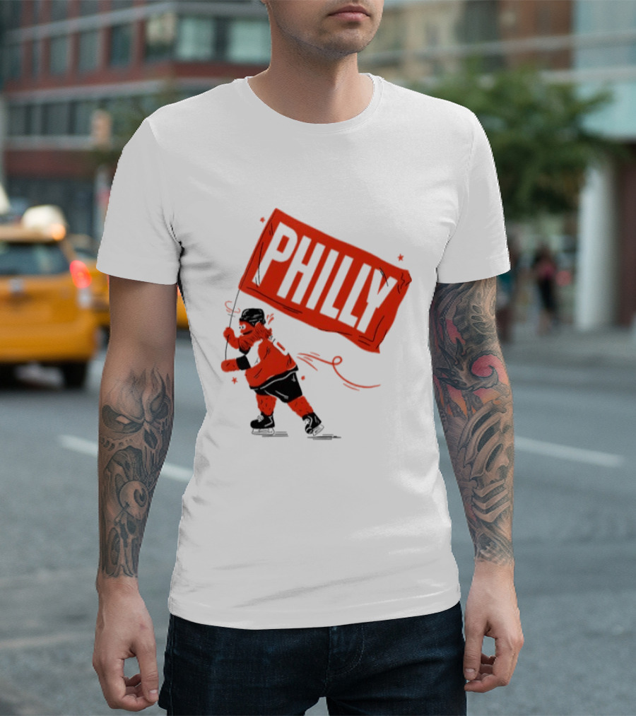 Gritty Philly Flag Philadelphia Flyers Hockey Rally Fan T-Shirt