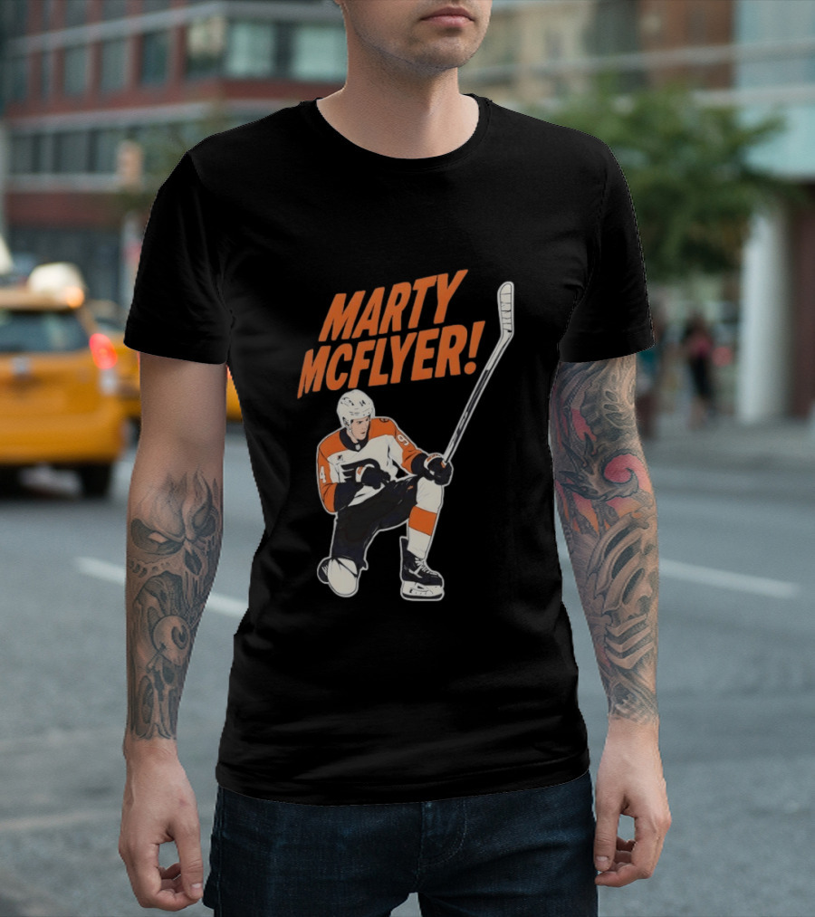 Marty McFlyer Philadelphia Flyers Hockey NHL 2026 Retro Mashup T-Shirt
