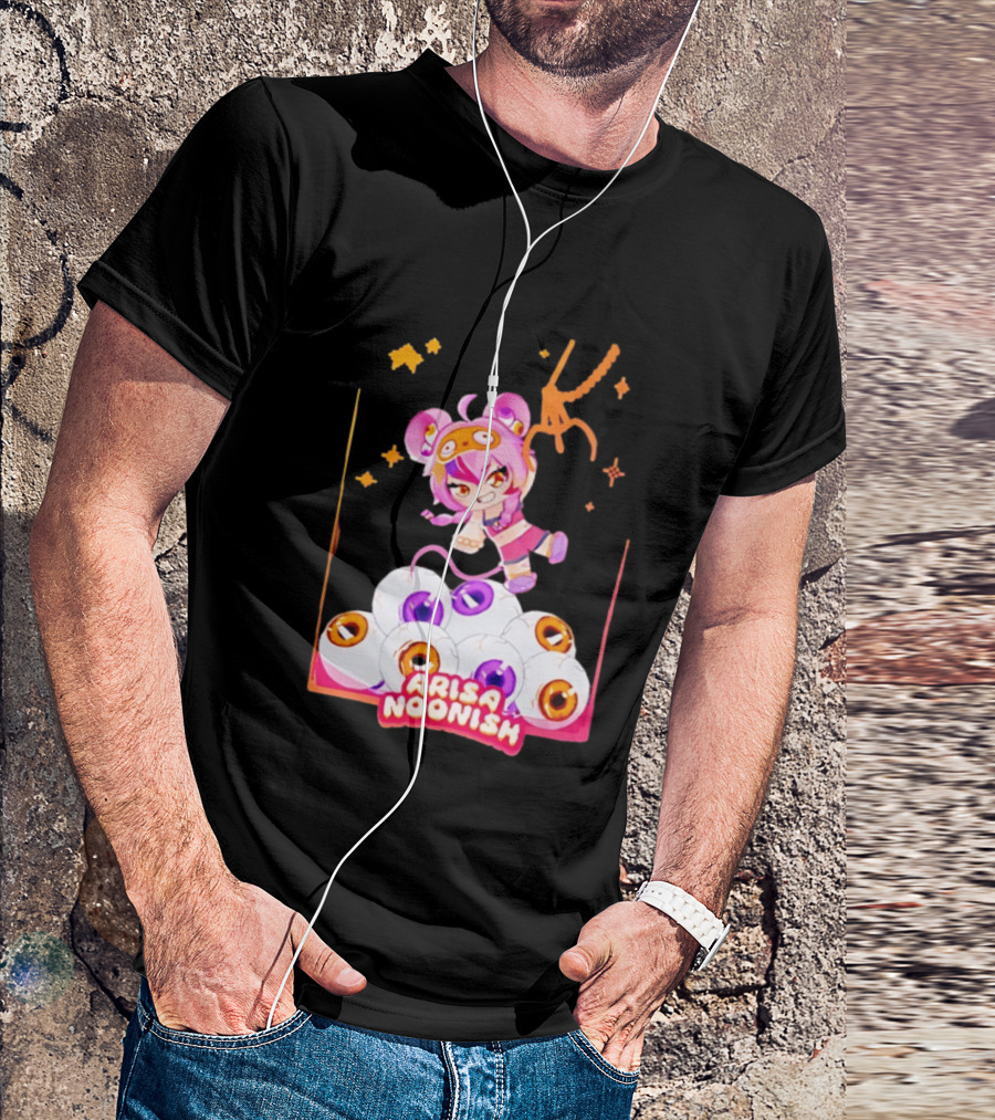 Playful Arisa Noonish With Seven Eyes Anime Character And Stars T-Shirt