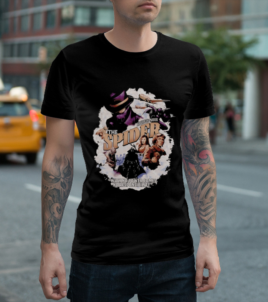 The Spider With No Power Comes No Responsibility Noir Classic Action T-Shirt
