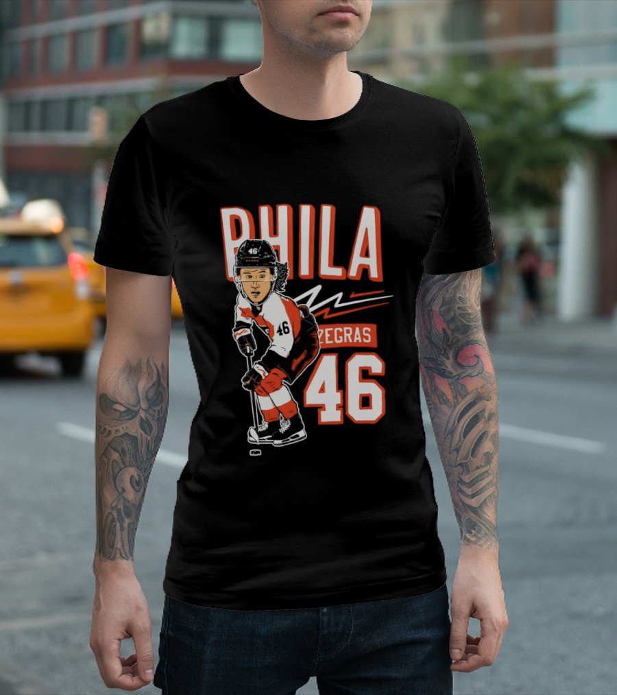 Phila Zegras 46 Caricature Philadelphia Flyers NHL Hockey 2026 T-Shirt