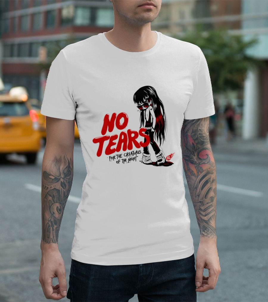 No Tears For The Creatures Of The Night Anime Gothic Style With Red Highlights T-Shirt