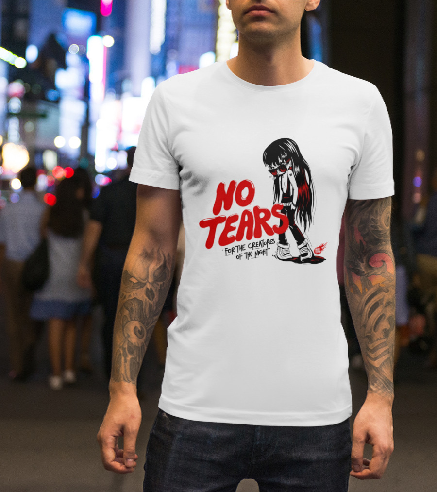 No Tears For The Creatures Of The Night Anime Gothic Style With Red Highlights T-Shirt