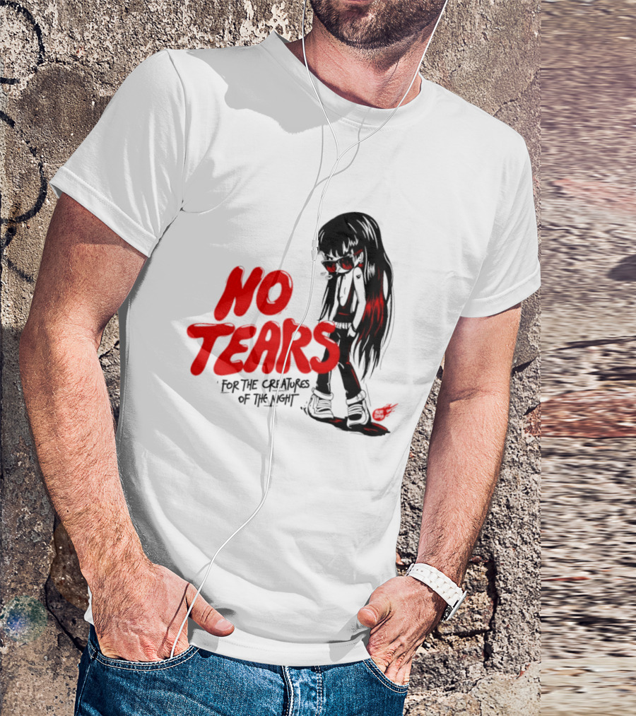 No Tears For The Creatures Of The Night Anime Gothic Style With Red Highlights T-Shirt