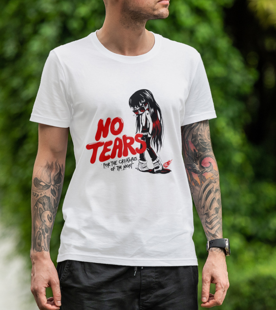 No Tears For The Creatures Of The Night Anime Gothic Style With Red Highlights T-Shirt