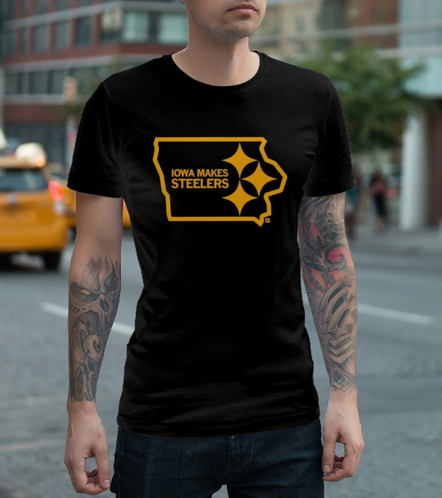 Iowa Makes Steelers Map And Starburst T-Shirt