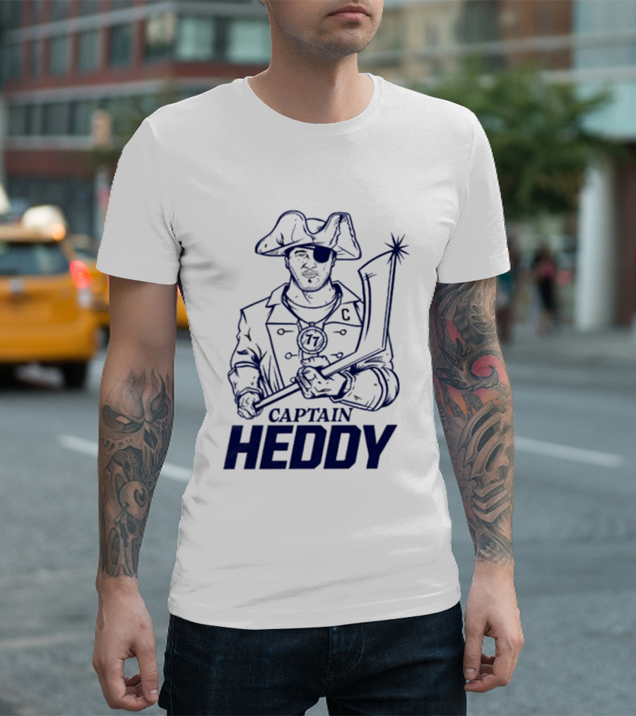Captain Heddy C Logo Pirate Eye Patch Sword T-Shirt