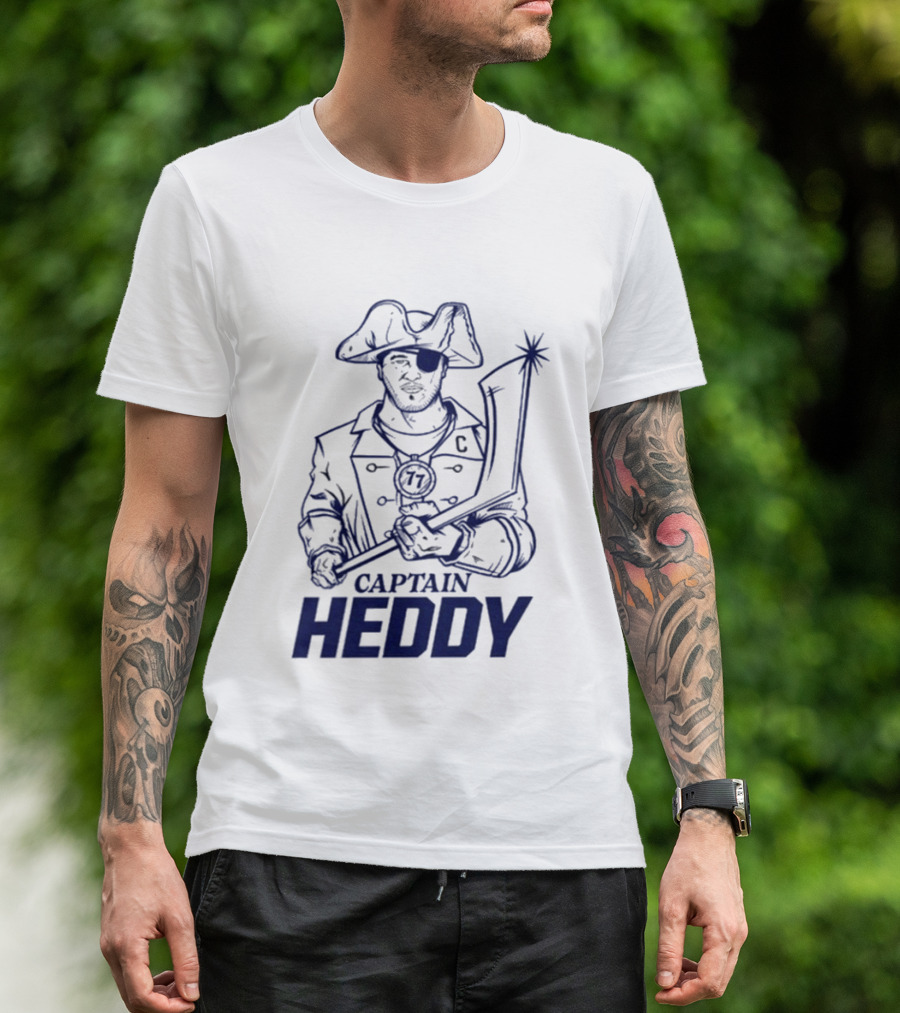 Captain Heddy C Logo Pirate Eye Patch Sword T-Shirt