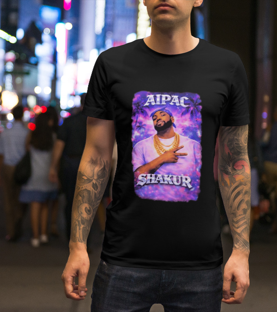 Aipac Shakur Bandana Chains Purple T-Shirt