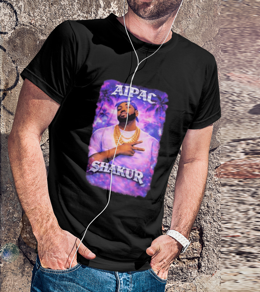 Aipac Shakur Bandana Chains Purple T-Shirt