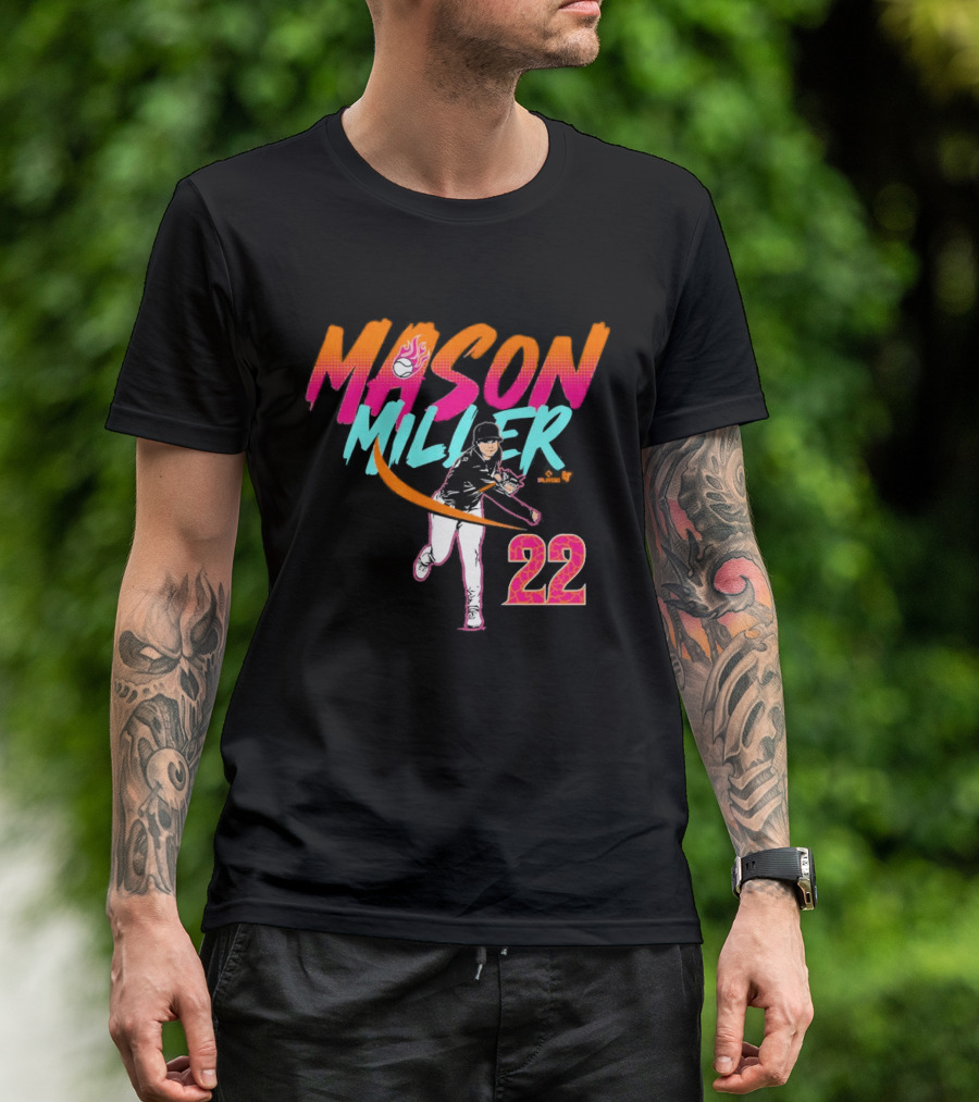 Mason Miller 22 Flaming Baseball Pitcher City Edition T-Shirt