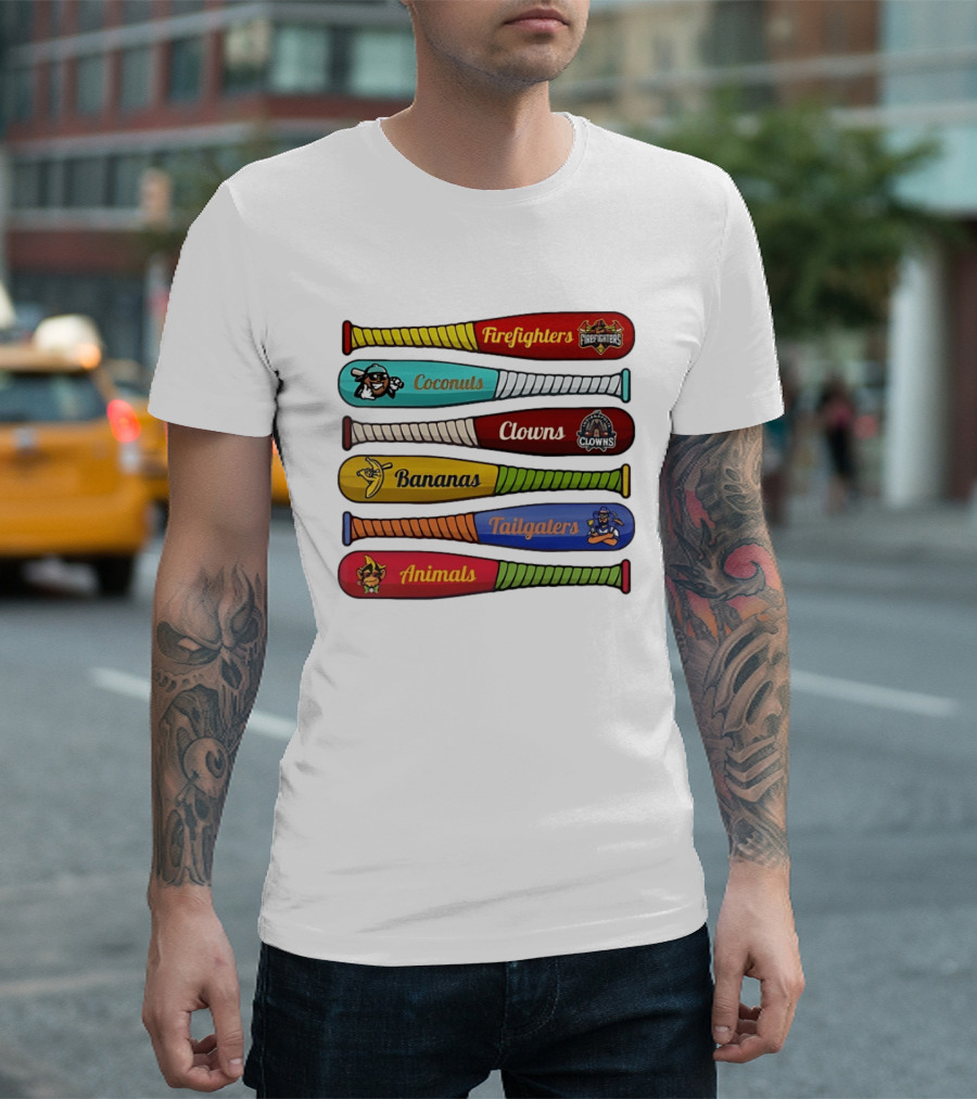 Firefighters Coconuts Clowns Bananas Tailgaters Animals Baseball Bats T-Shirt