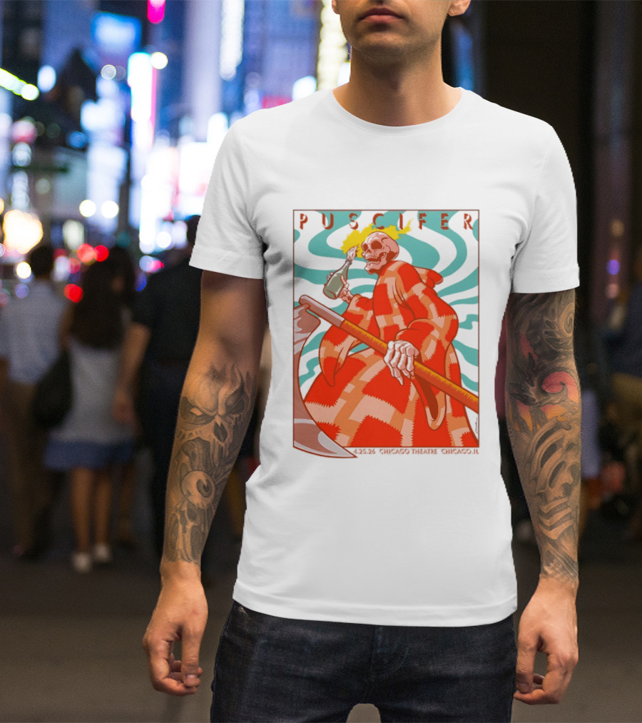 Puscifer Skeleton Art Chicago Theatre 2023 Concert Merchandise T-Shirt