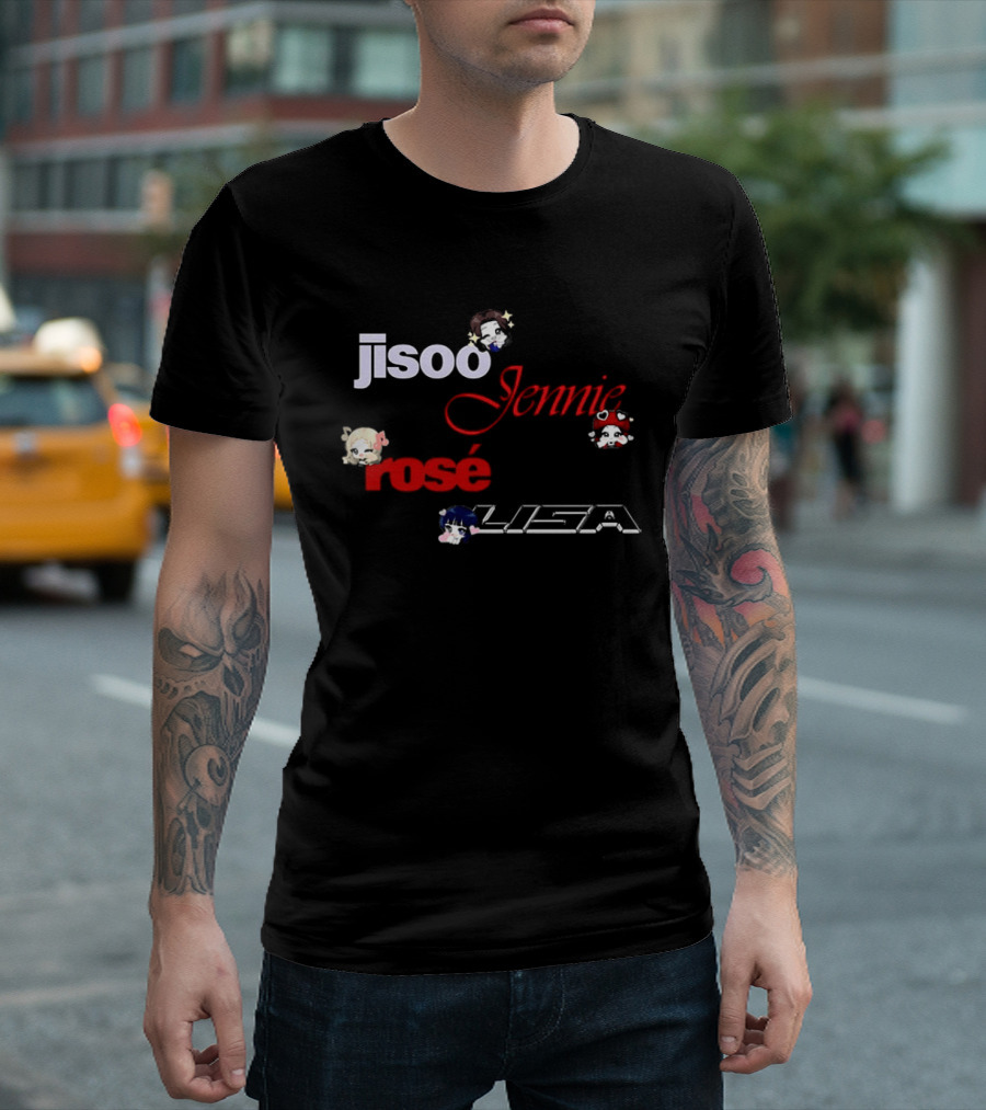 Jisoo Jennie Rosé Lisa Cute Cartoon Characters Fan T-Shirt