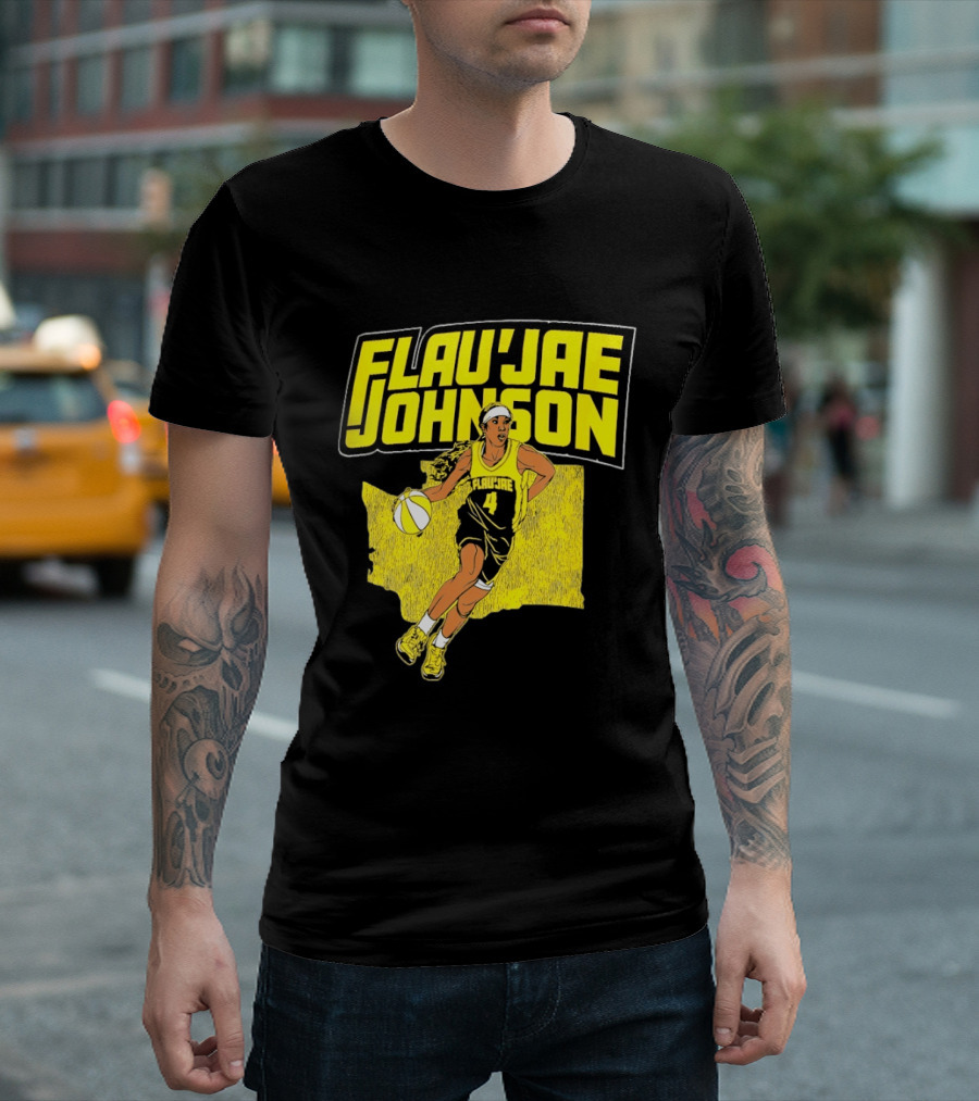 Flau'jae Johnson Basketball Illustration Yellow Seattle Storm T-Shirt