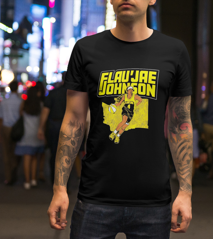 Flau'jae Johnson Basketball Illustration Yellow Seattle Storm T-Shirt