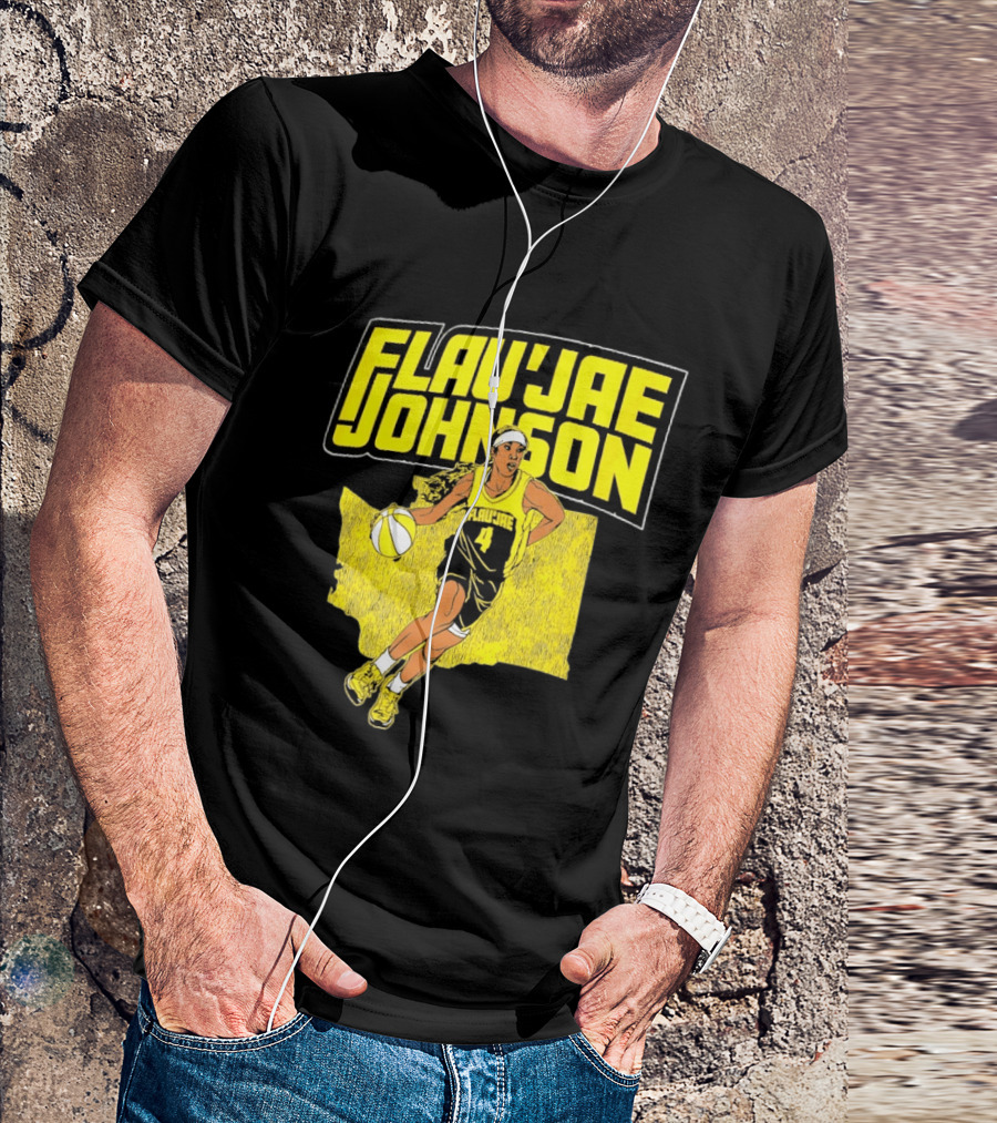 Flau'jae Johnson Basketball Illustration Yellow Seattle Storm T-Shirt