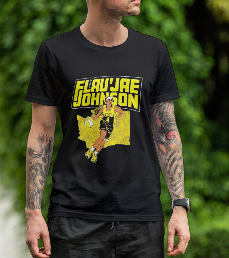 Flau'jae Johnson Basketball Illustration Yellow Seattle Storm T-Shirt