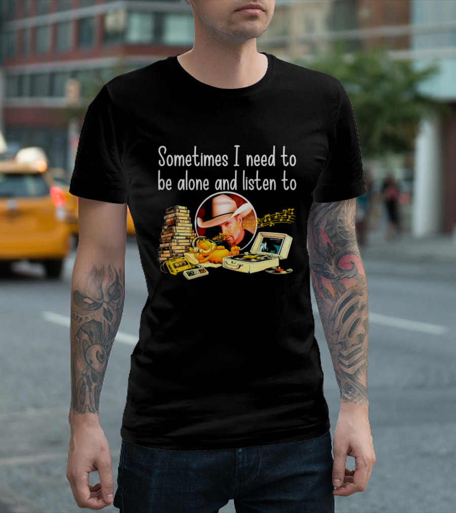 Garth Brooks Orange Cat Sometimes I Need To Be Alone And Listen To Music Retro Stack T-Shirt